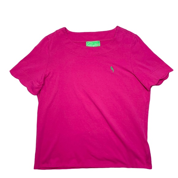 Pappagallo • Solid Pink Scallop Sleeve T-Shirt L - Picture 15 of 15